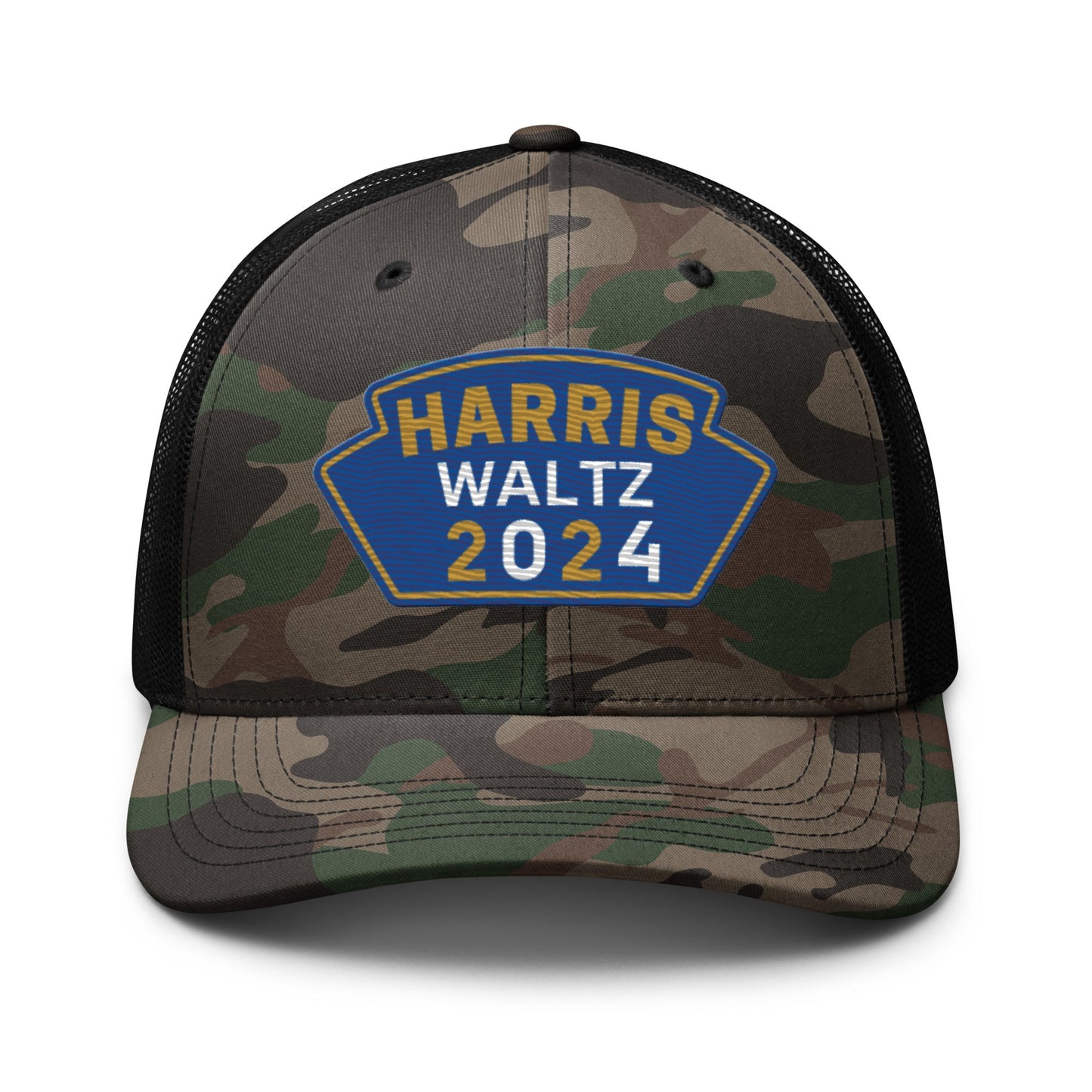 Harris Waltz Camouflage Baseball Cap - Royal Blue, Gold & White Patch