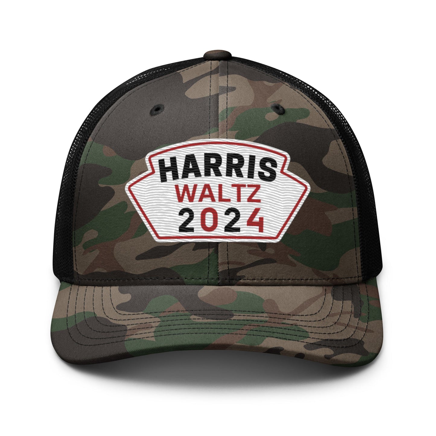 Harris Waltz Camouflage Baseball Cap - White, Black & Red Patch