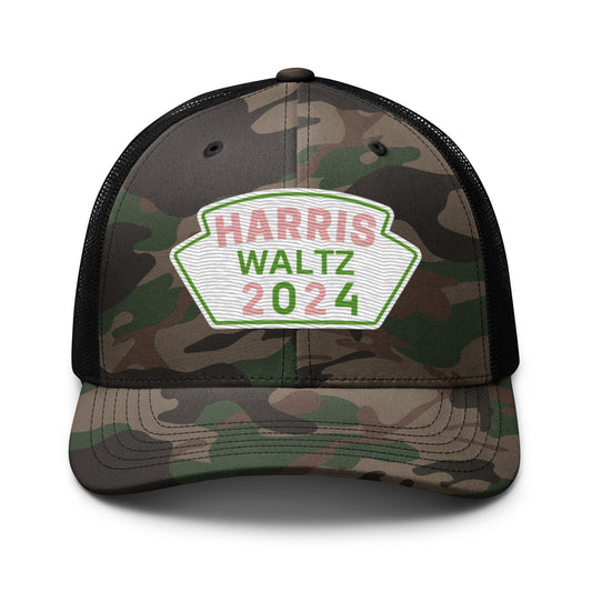 Harris Waltz Camouflage Baseball Cap - White, Pink & Green Patch