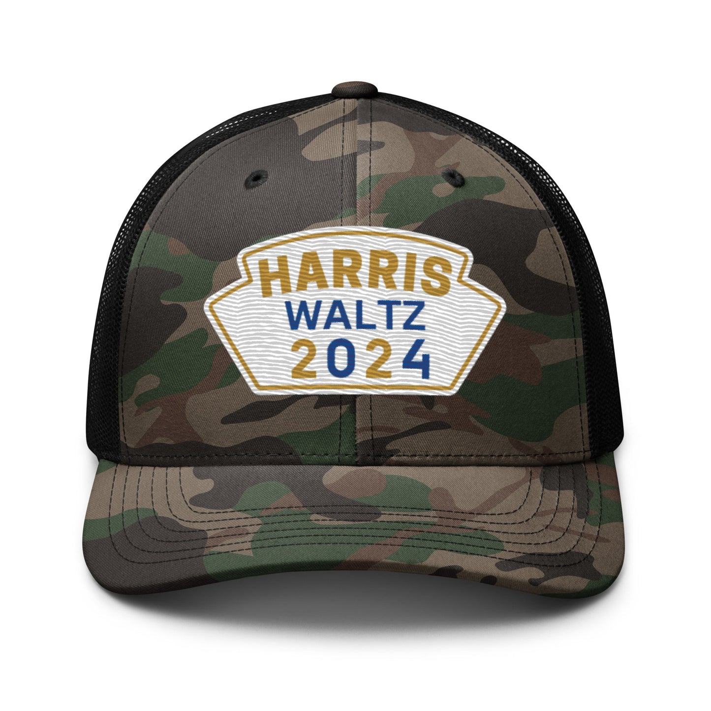 Harris Waltz Camouflage Baseball Cap - White, Gold & Royal Blue Patch