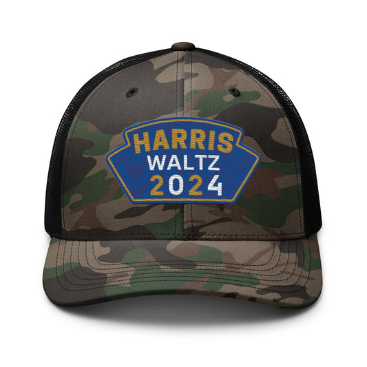 Harris Waltz Camouflage Baseball Cap - Royal Blue, Gold & White Patch