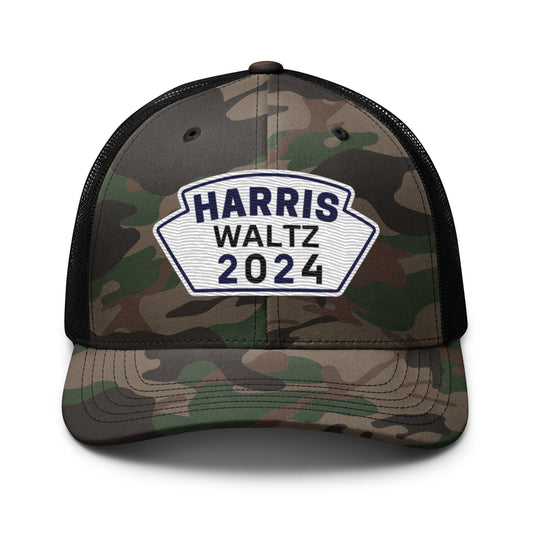 Harris Waltz Camouflage Baseball Cap - Royal Blue, White & Black Patch