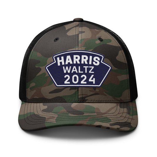 Harris Waltz Camouflage Baseball Cap - Royal Blue & White Patch