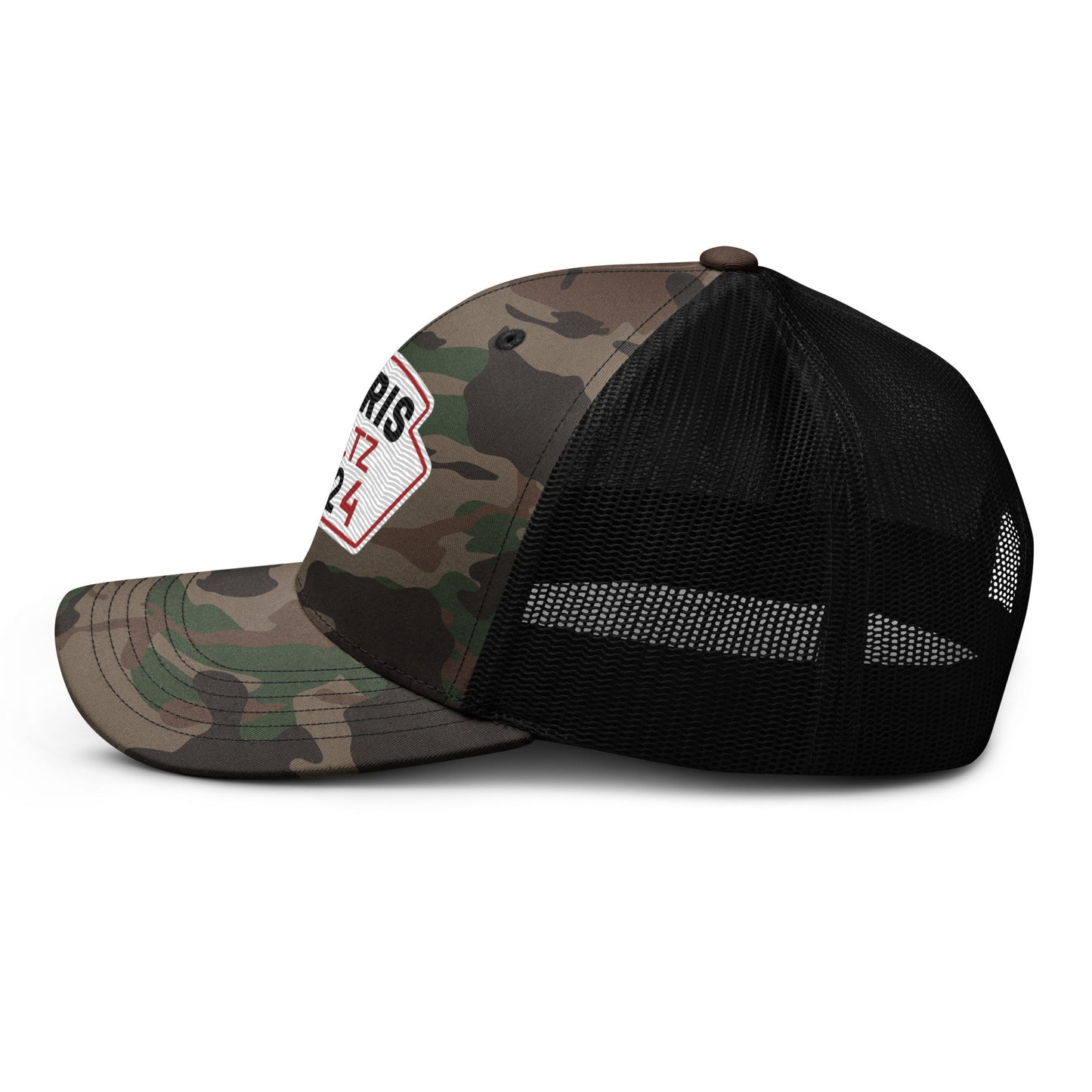 Harris Waltz Camouflage Baseball Cap - White, Black & Red Patch