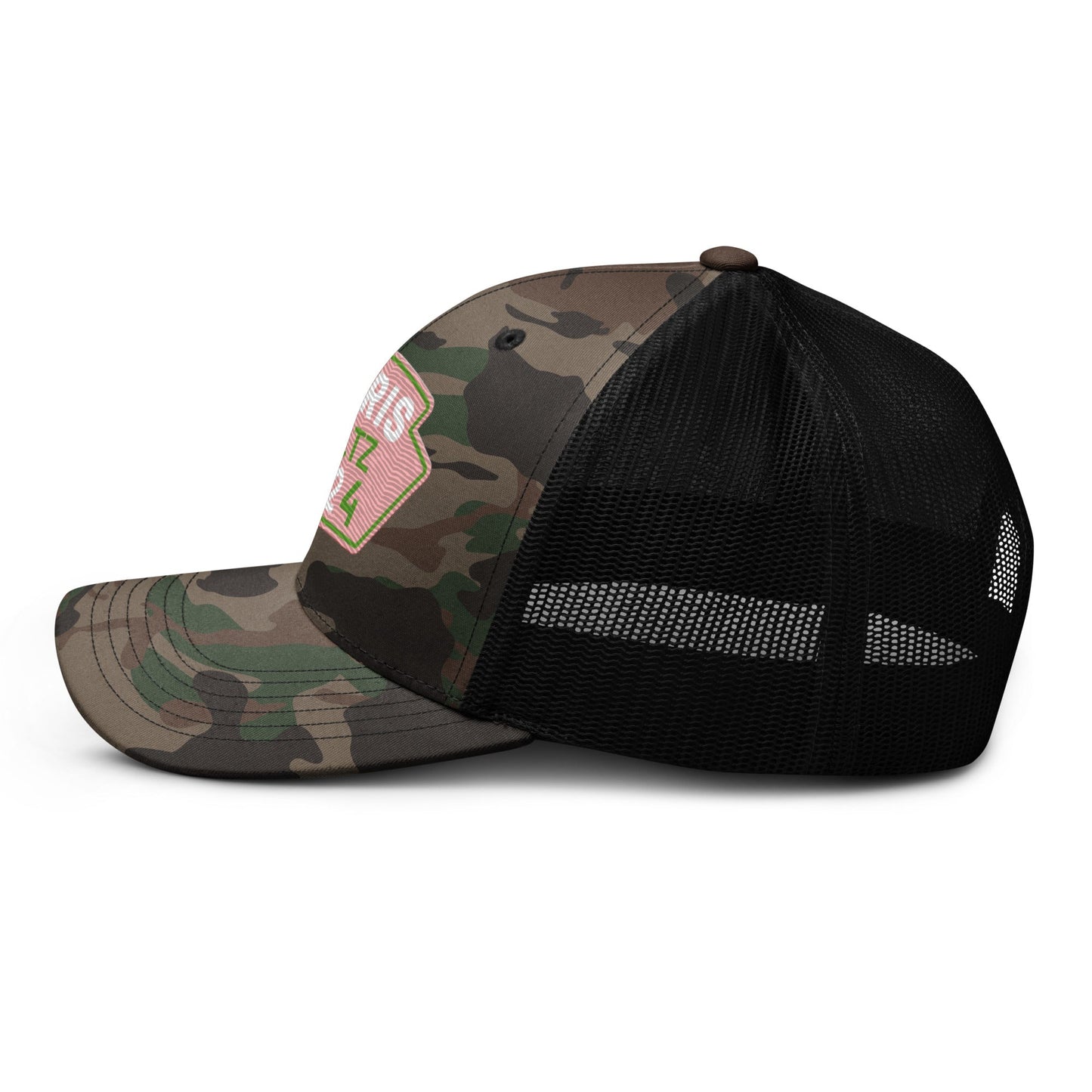 Harris Waltz Camouflage Baseball Cap - Pink & Green Patch