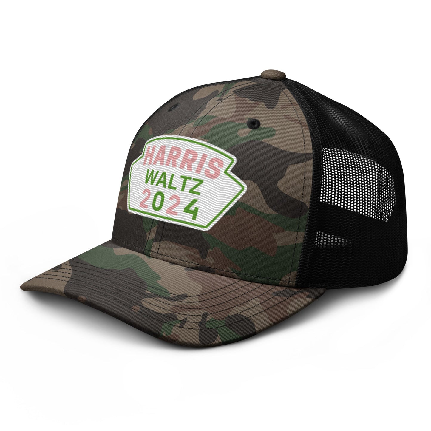 Harris Waltz Camouflage Baseball Cap - White, Pink & Green Patch