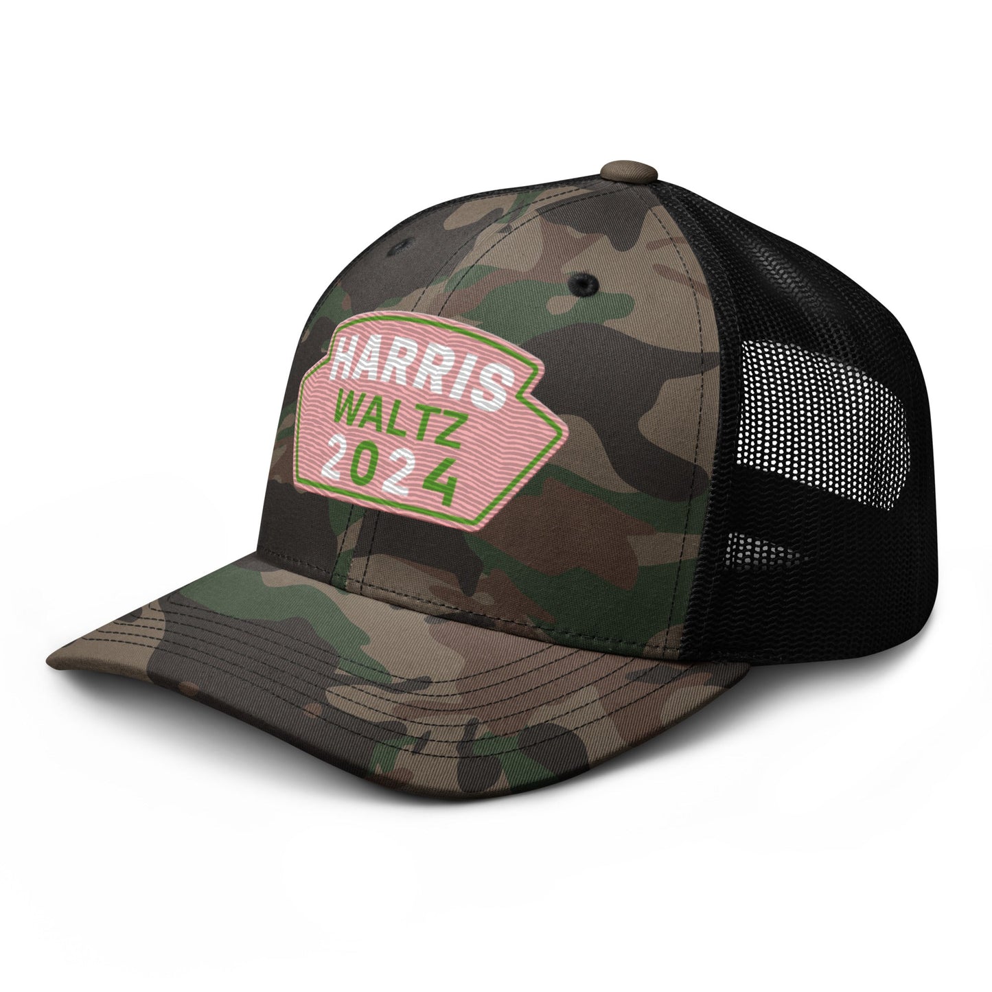 Harris Waltz Camouflage Baseball Cap - Pink & Green Patch