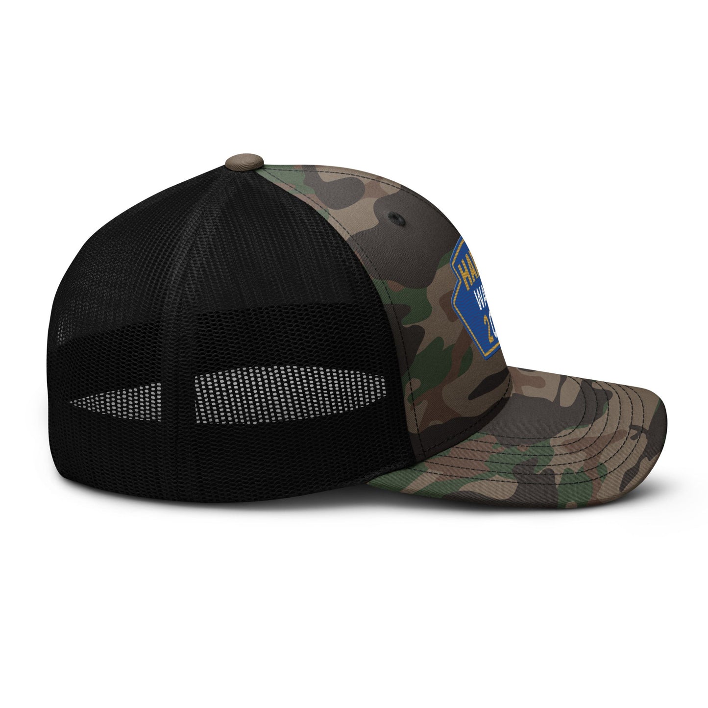 Harris Waltz Camouflage Baseball Cap - Royal Blue, Gold & White Patch