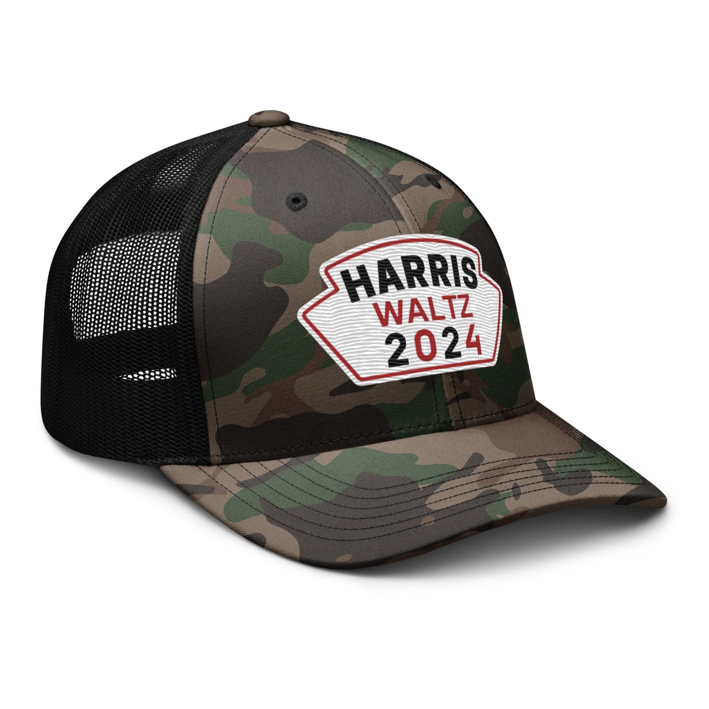 Harris Waltz Camouflage Baseball Cap - White, Black & Red Patch