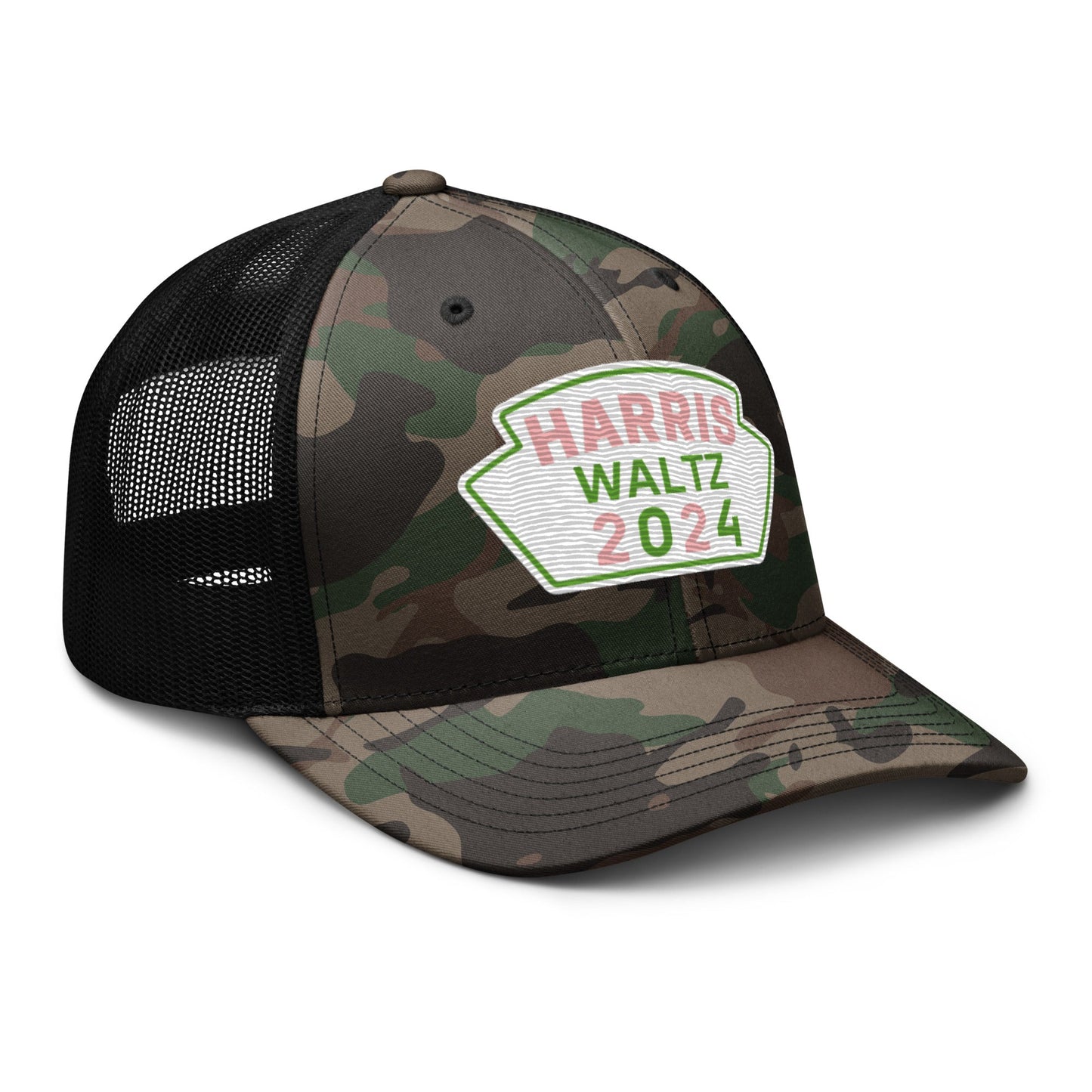 Harris Waltz Camouflage Baseball Cap - White, Pink & Green Patch