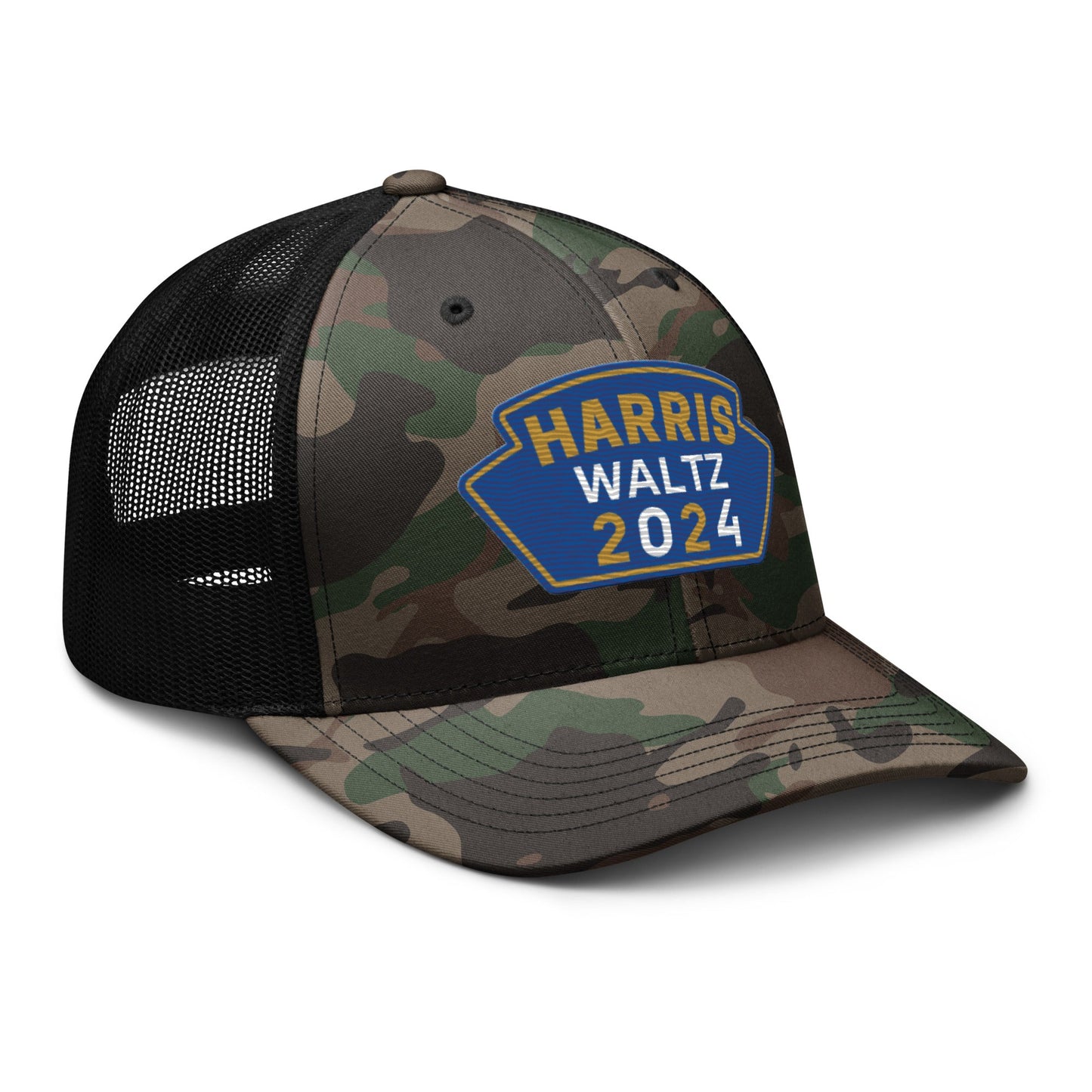 Harris Waltz Camouflage Baseball Cap - Royal Blue, Gold & White Patch