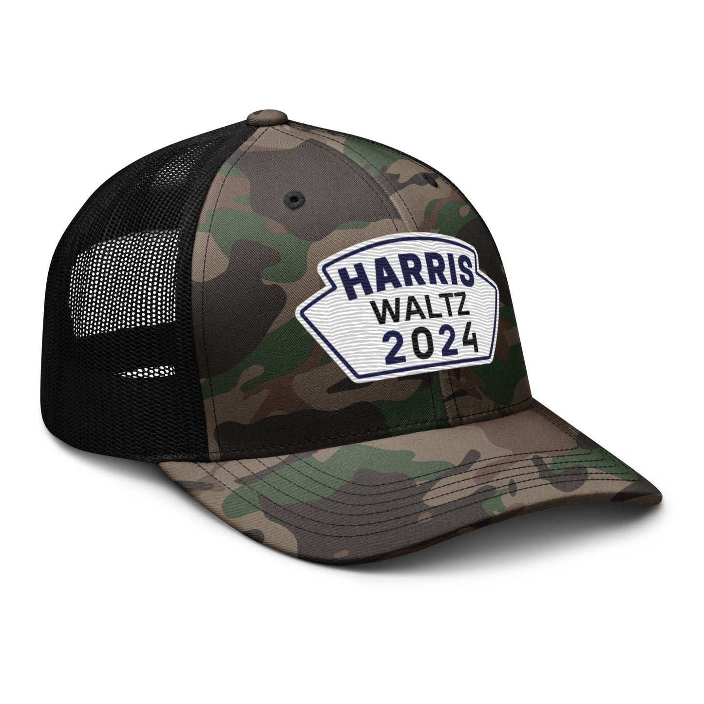 Harris Waltz Camouflage Baseball Cap - Royal Blue, White & Black Patch