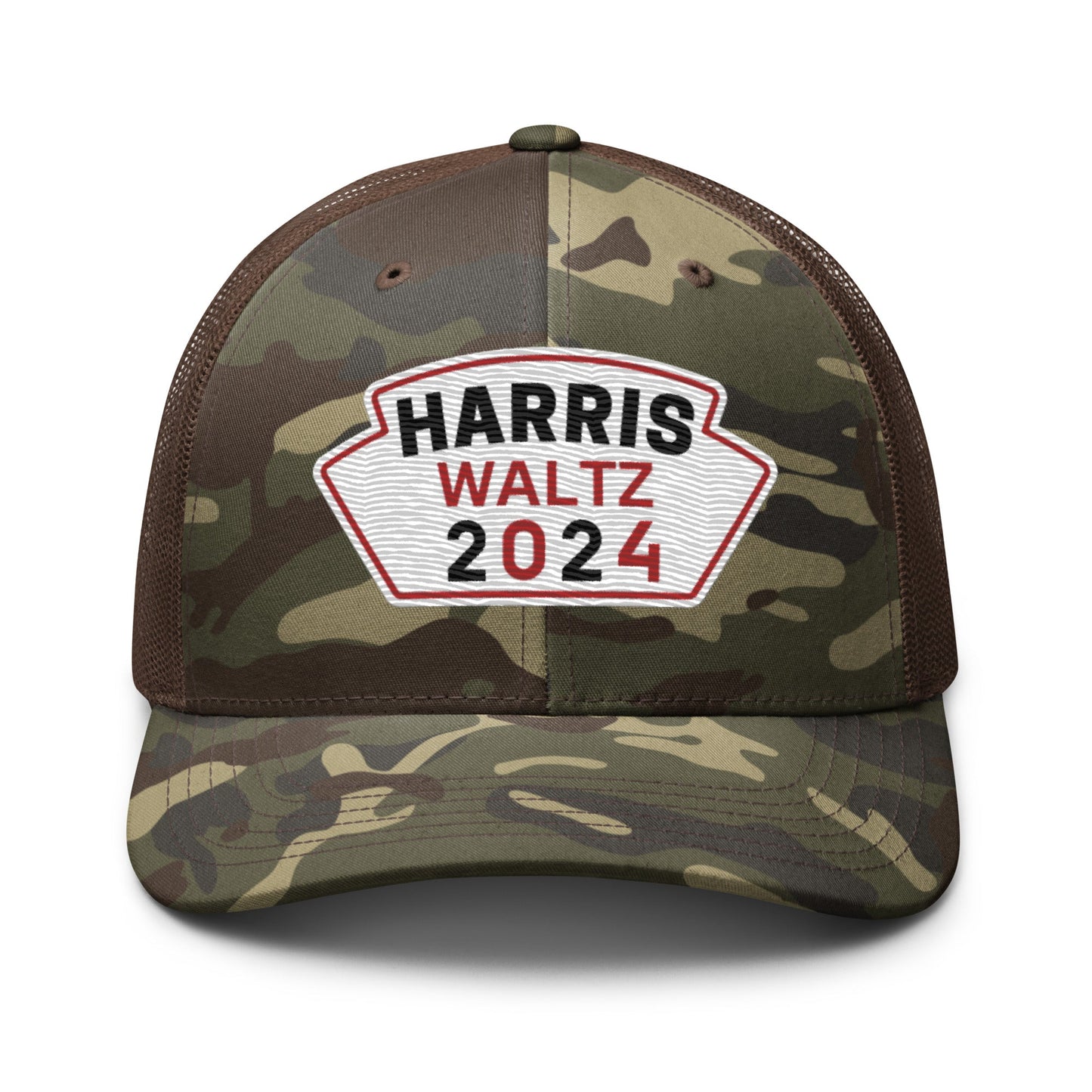 Harris Waltz Camouflage Baseball Cap - White, Black & Red Patch