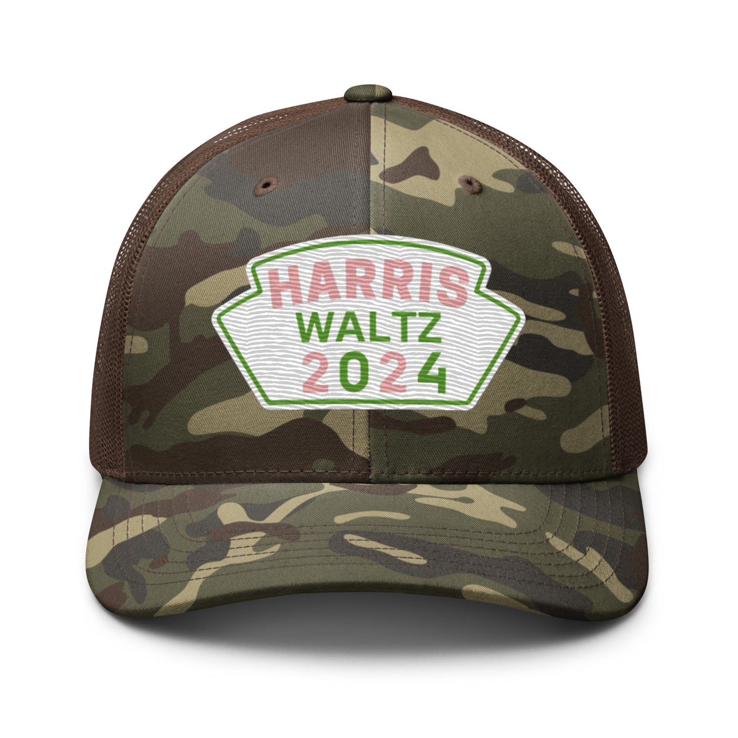 Harris Waltz Camouflage Baseball Cap - White, Pink & Green Patch