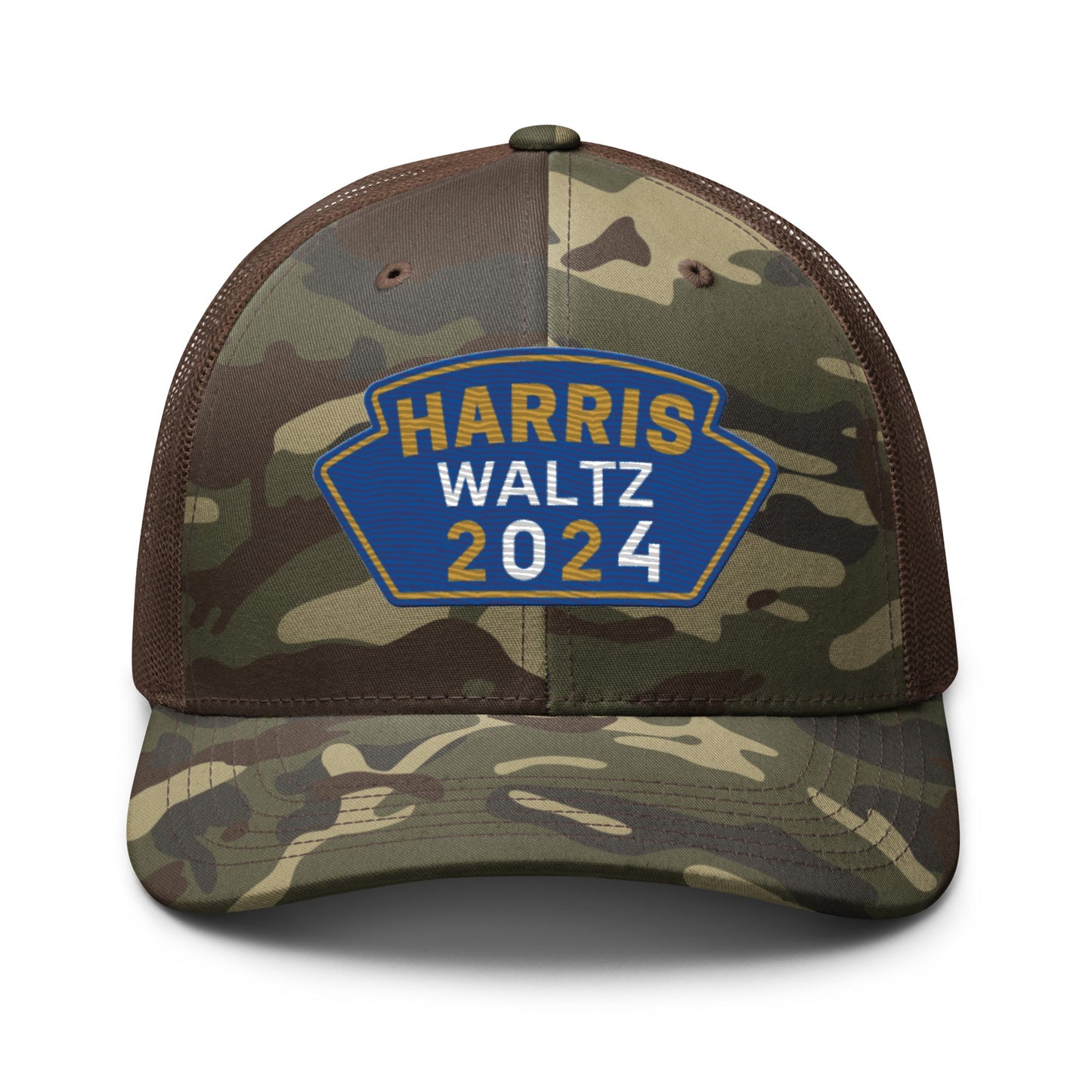 Harris Waltz Camouflage Baseball Cap - Royal Blue, Gold & White Patch