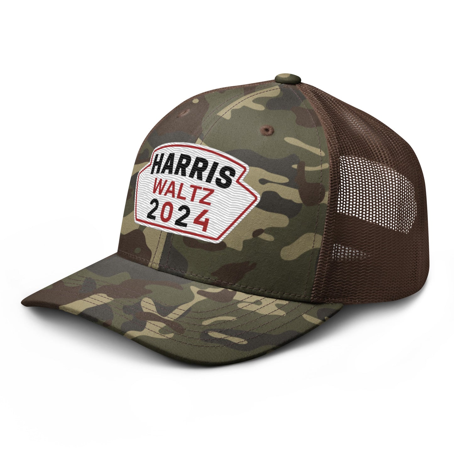 Harris Waltz Camouflage Baseball Cap - White, Black & Red Patch