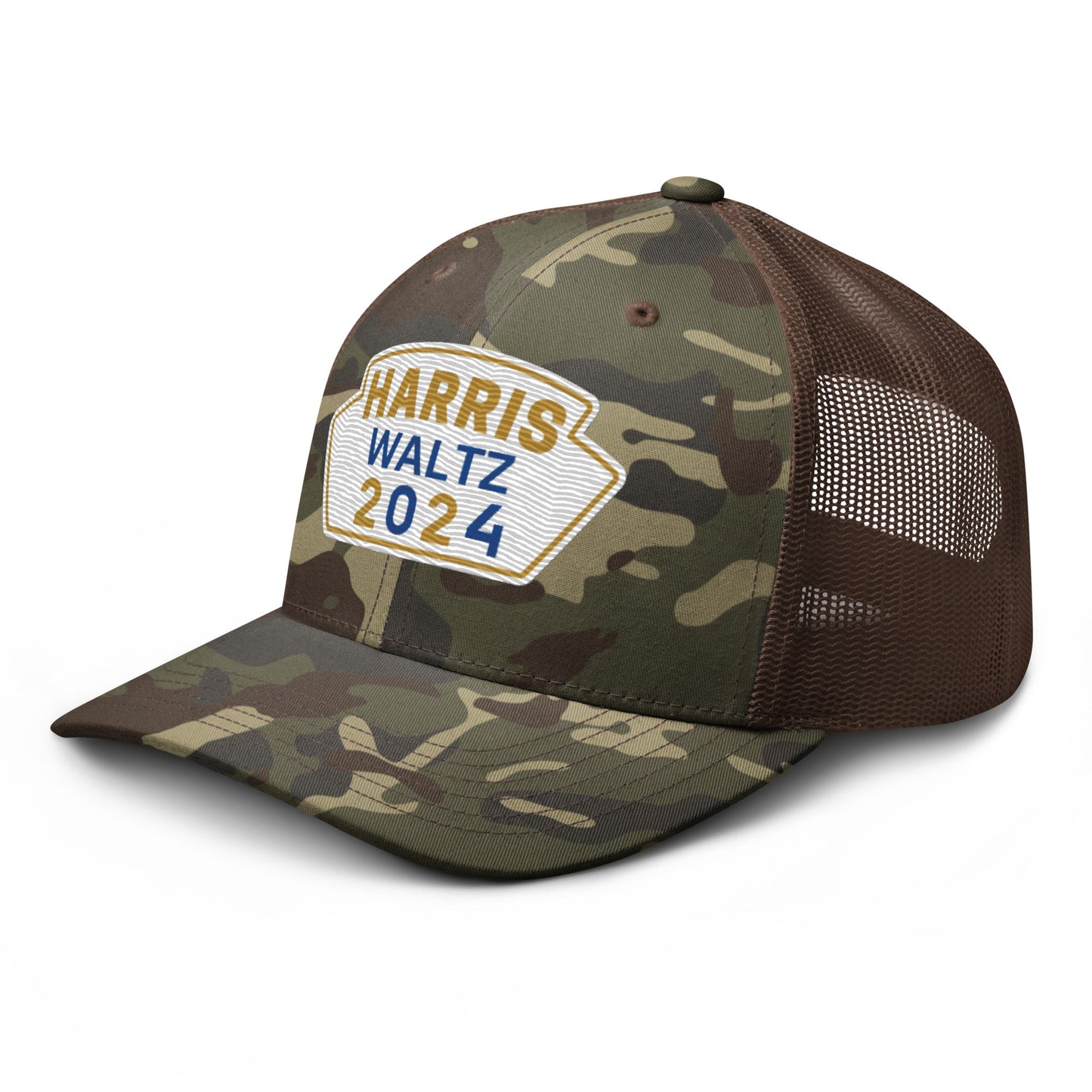 Harris Waltz Camouflage Baseball Cap - White, Gold & Royal Blue Patch