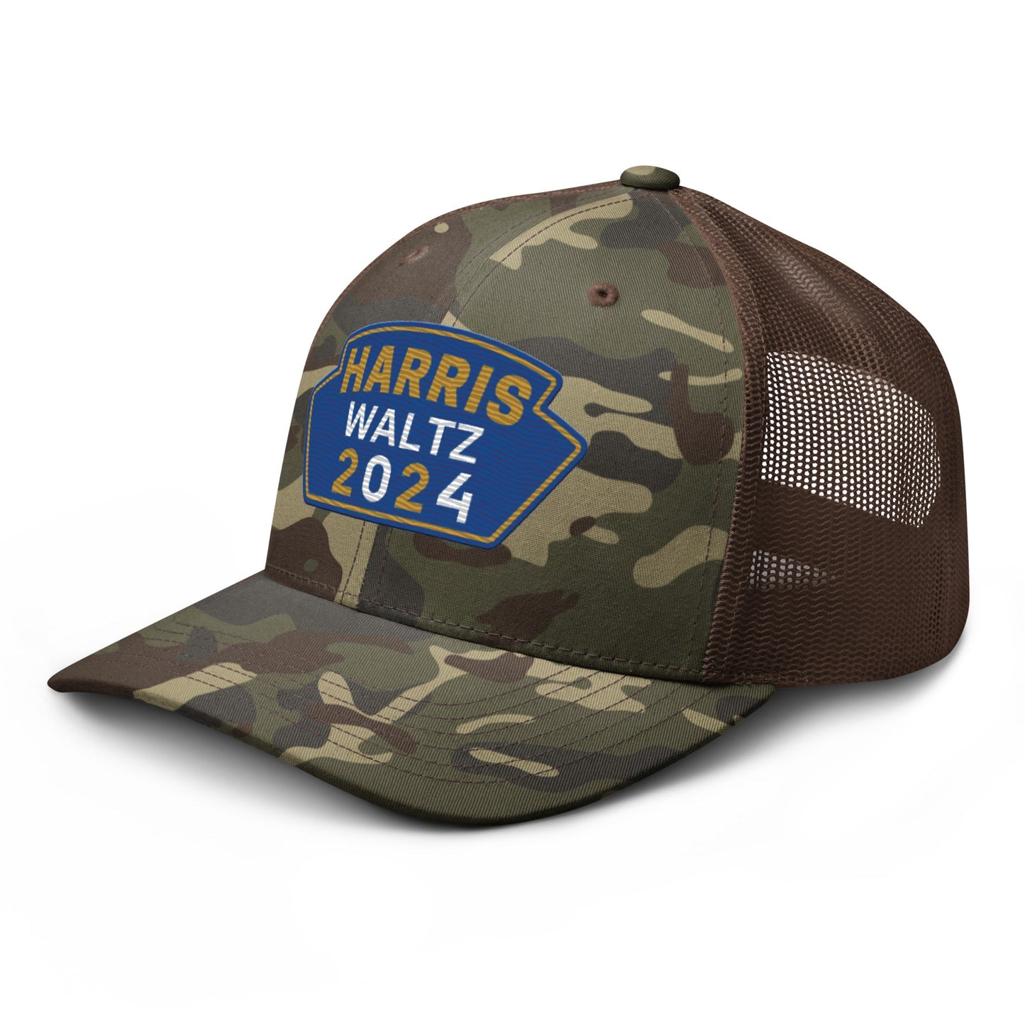 Harris Waltz Camouflage Baseball Cap - Royal Blue, Gold & White Patch