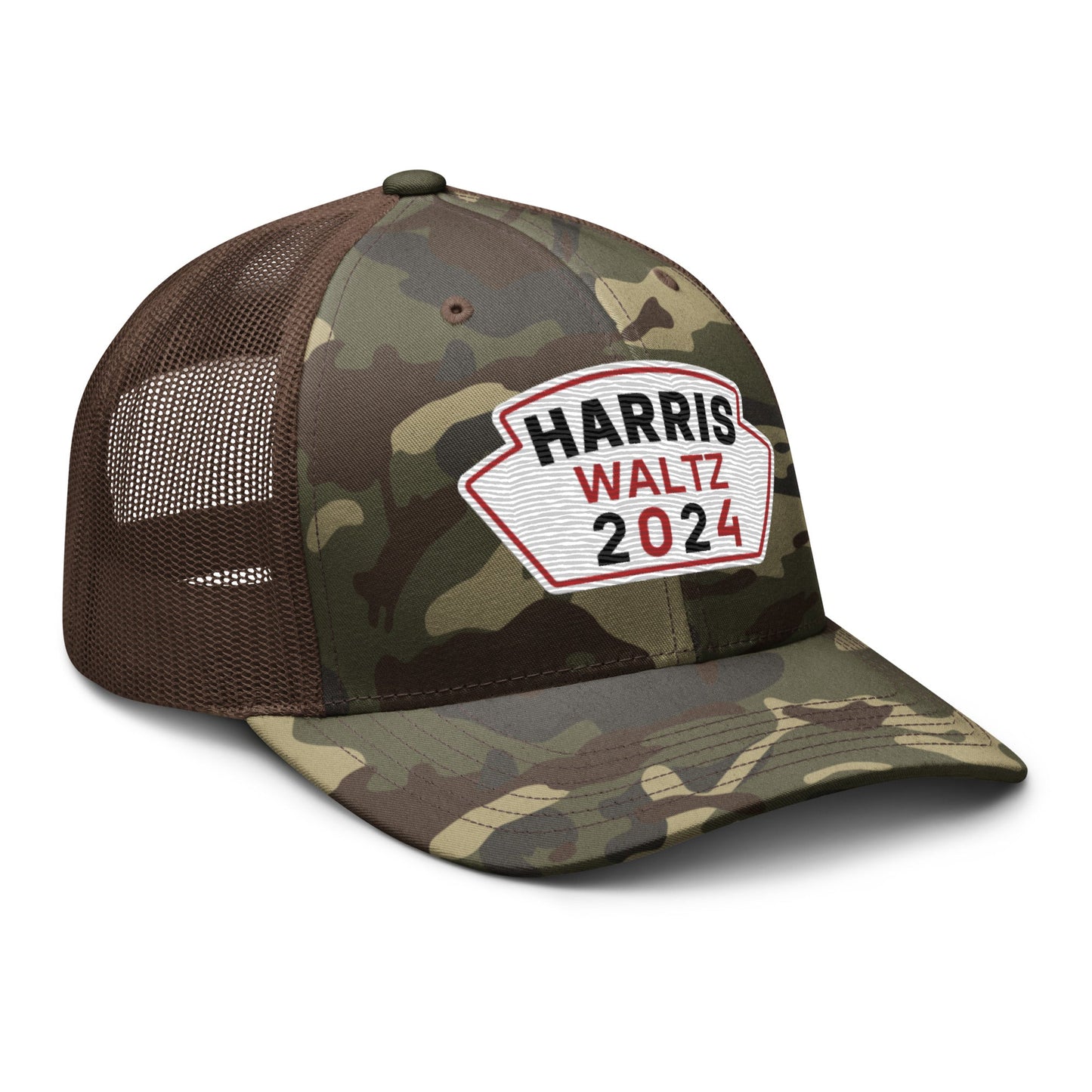 Harris Waltz Camouflage Baseball Cap - White, Black & Red Patch