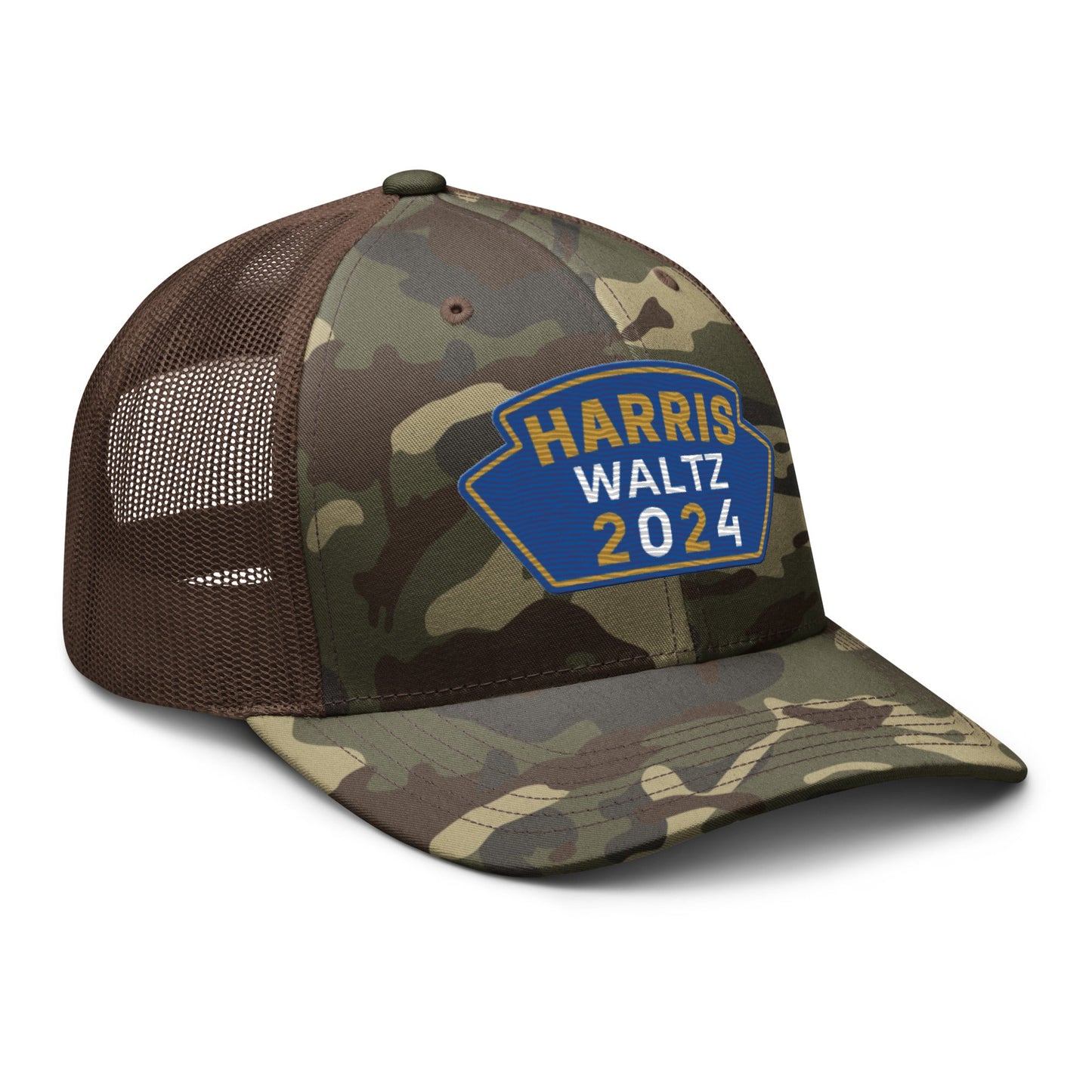 Harris Waltz Camouflage Baseball Cap - Royal Blue, Gold & White Patch