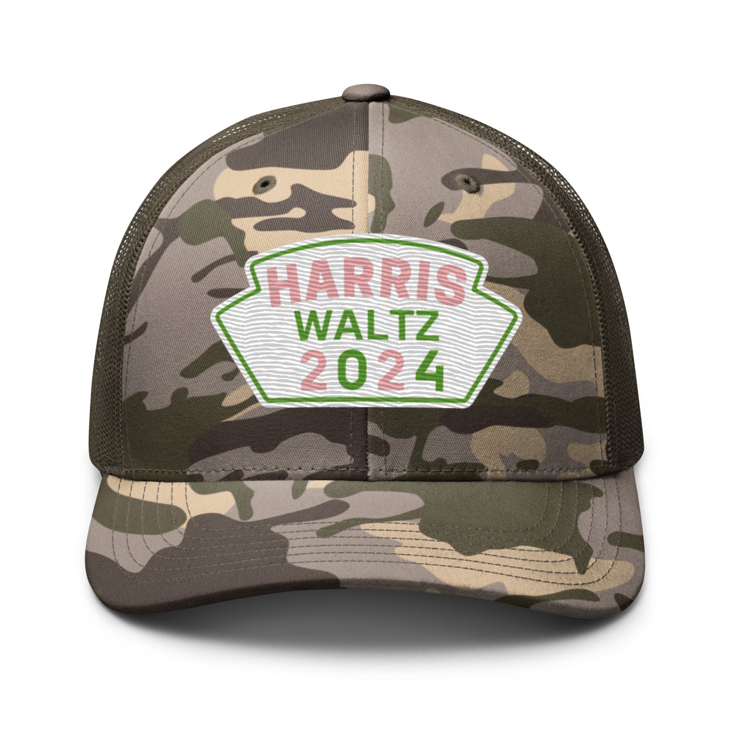 Harris Waltz Camouflage Baseball Cap - White, Pink & Green Patch