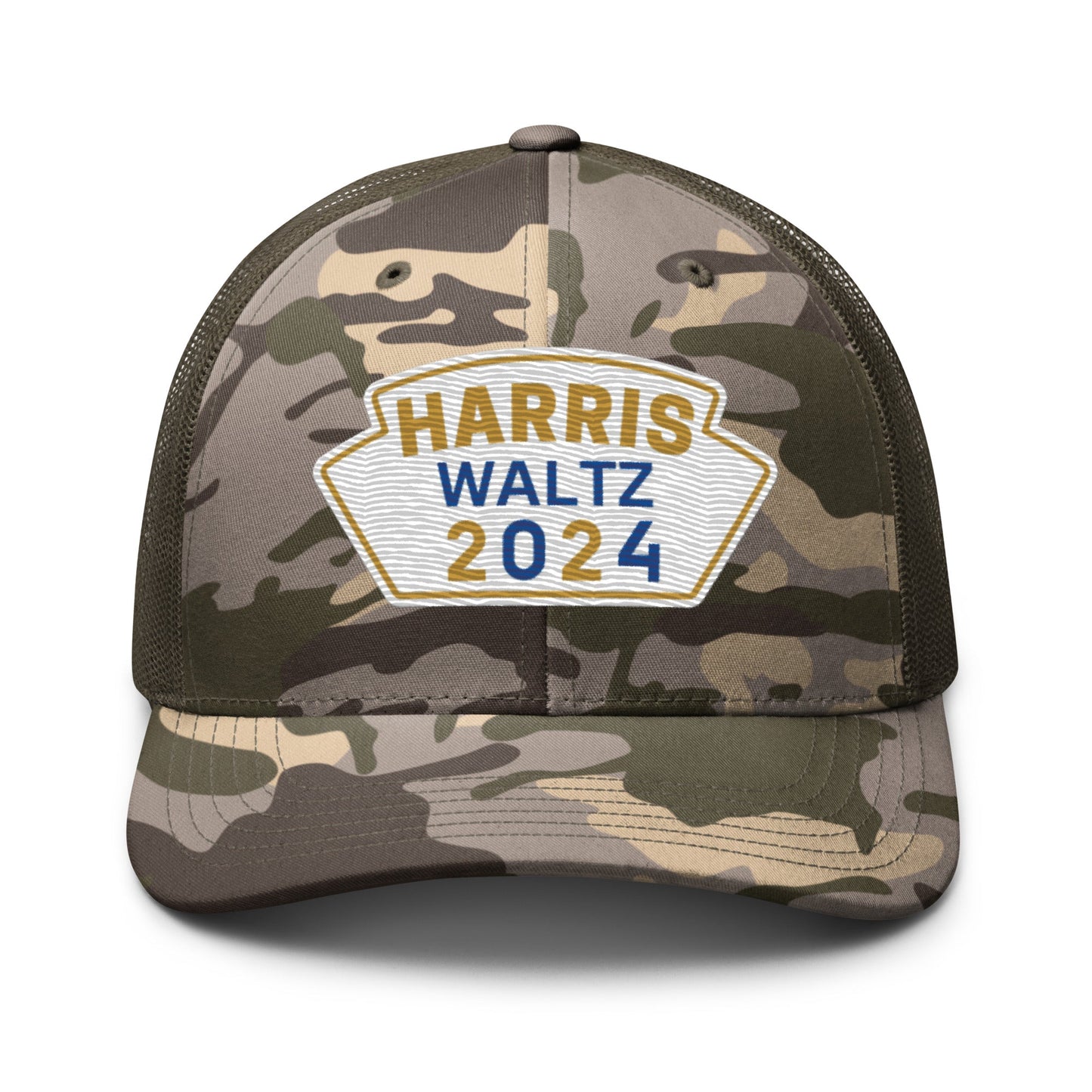 Harris Waltz Camouflage Baseball Cap - White, Gold & Royal Blue Patch