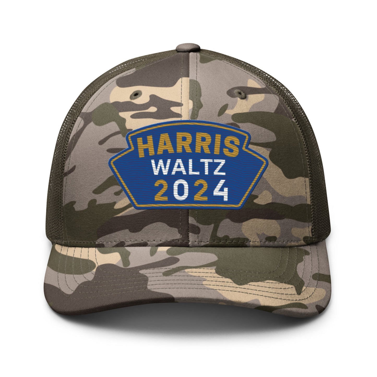 Harris Waltz Camouflage Baseball Cap - Royal Blue, Gold & White Patch