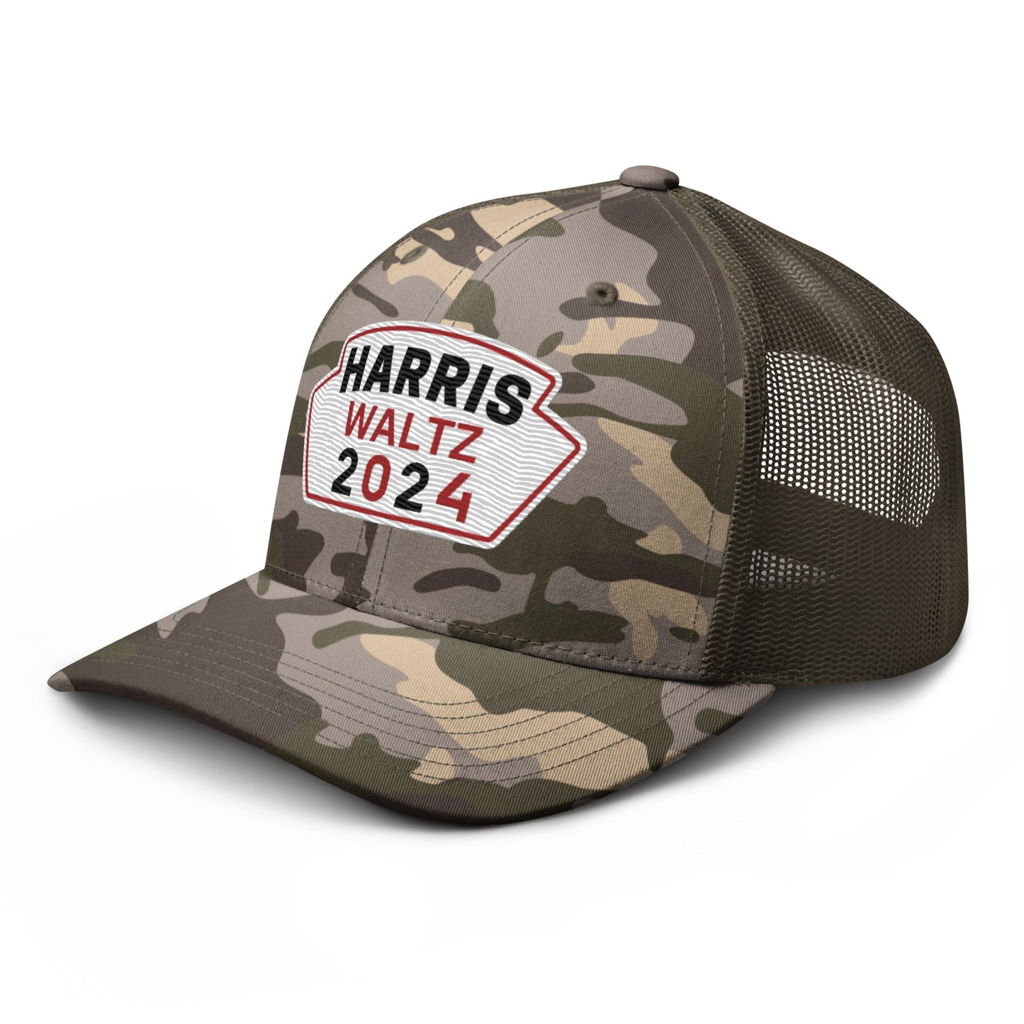 Harris Waltz Camouflage Baseball Cap - White, Black & Red Patch