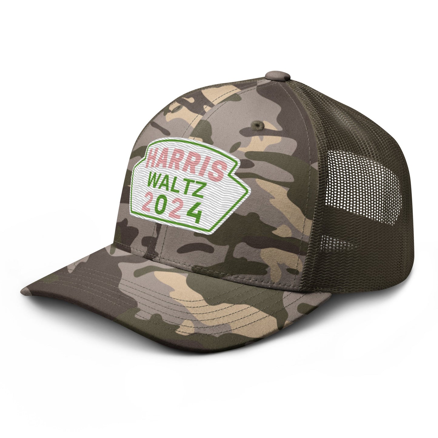 Harris Waltz Camouflage Baseball Cap - White, Pink & Green Patch