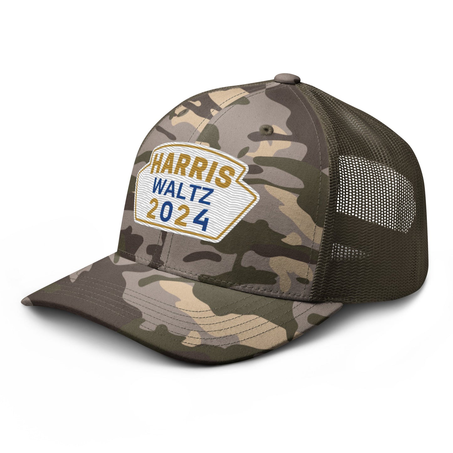 Harris Waltz Camouflage Baseball Cap - White, Gold & Royal Blue Patch