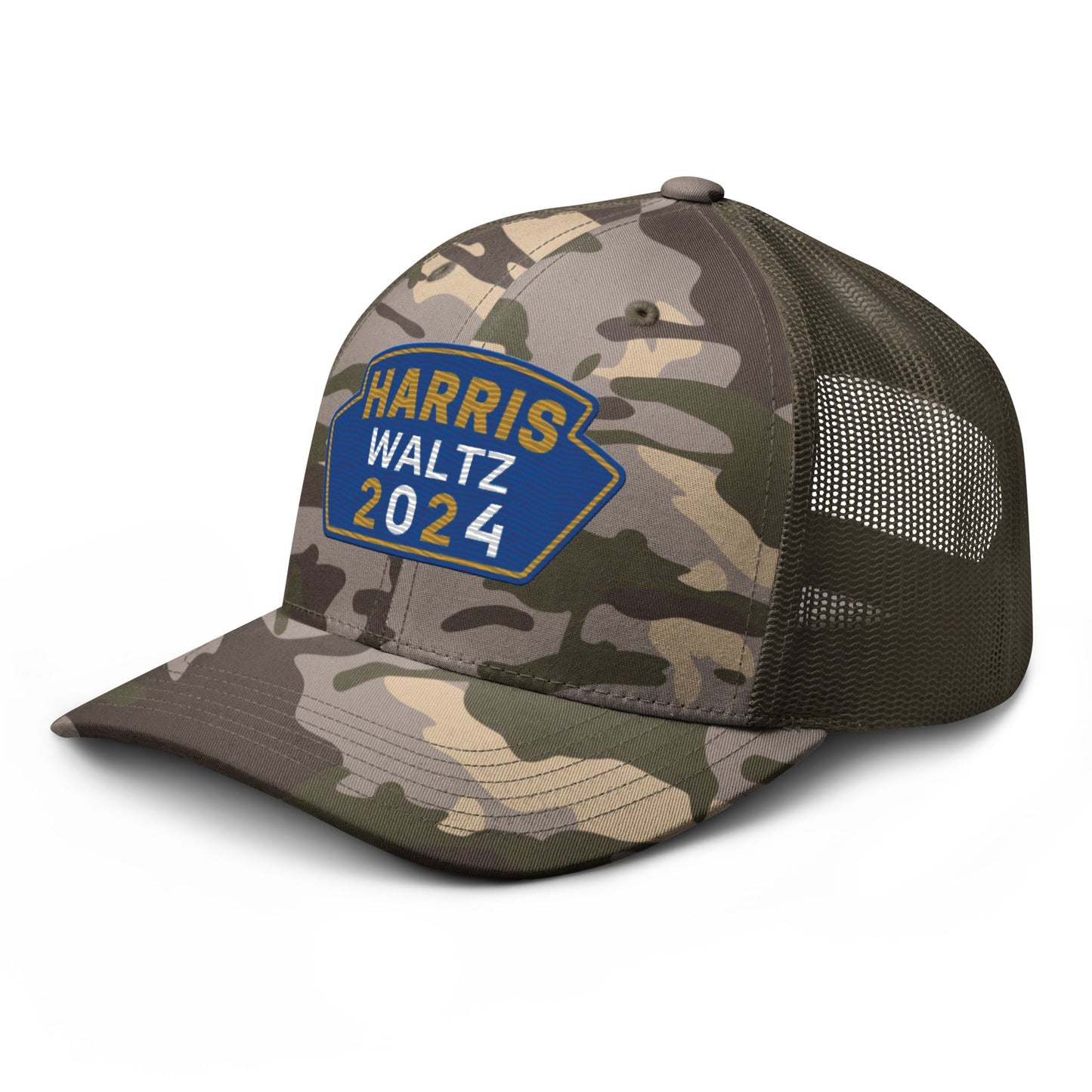 Harris Waltz Camouflage Baseball Cap - Royal Blue, Gold & White Patch