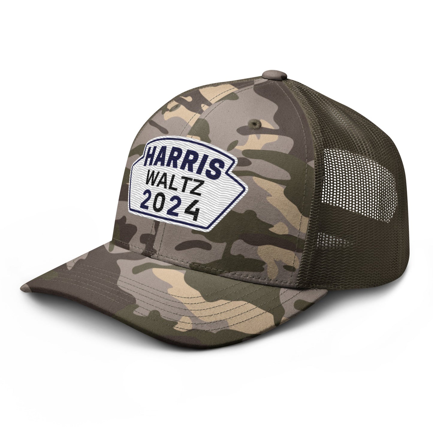 Harris Waltz Camouflage Baseball Cap - Royal Blue, White & Black Patch