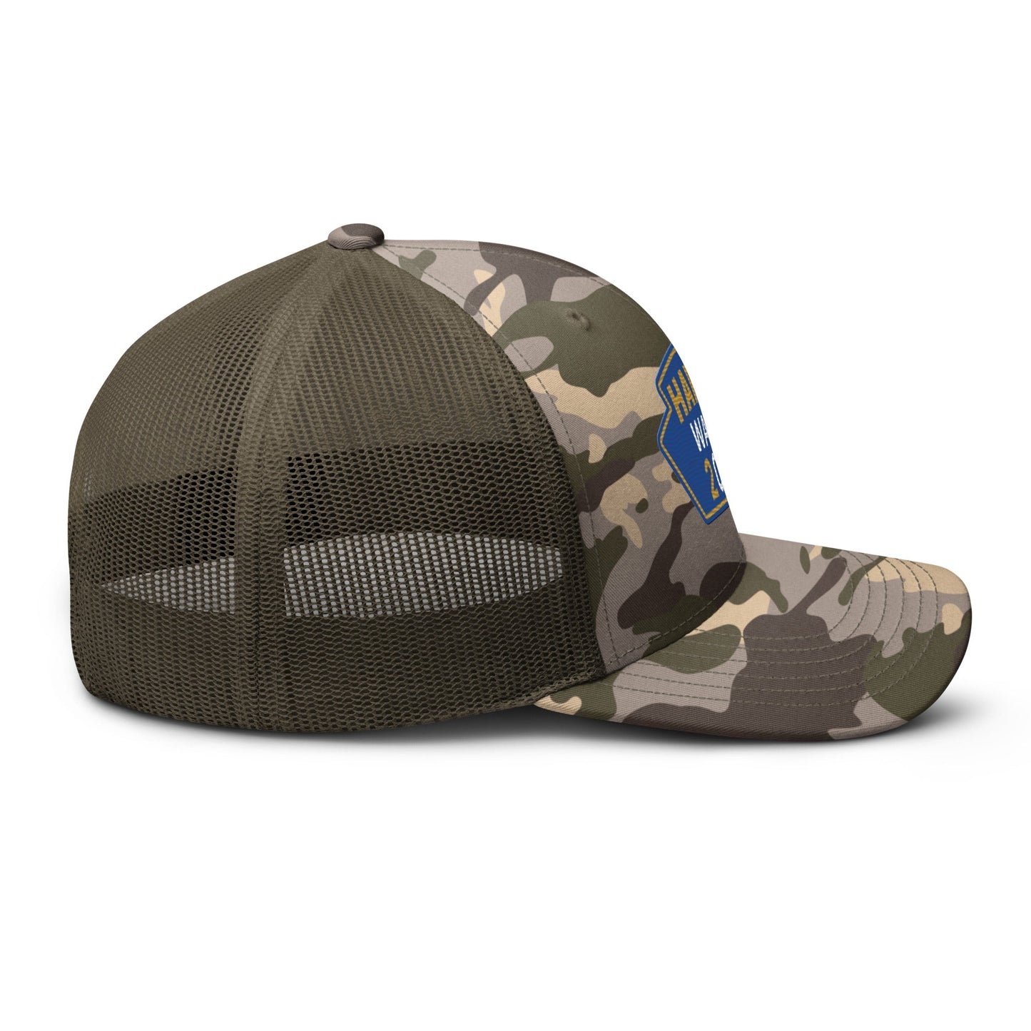 Harris Waltz Camouflage Baseball Cap - Royal Blue, Gold & White Patch