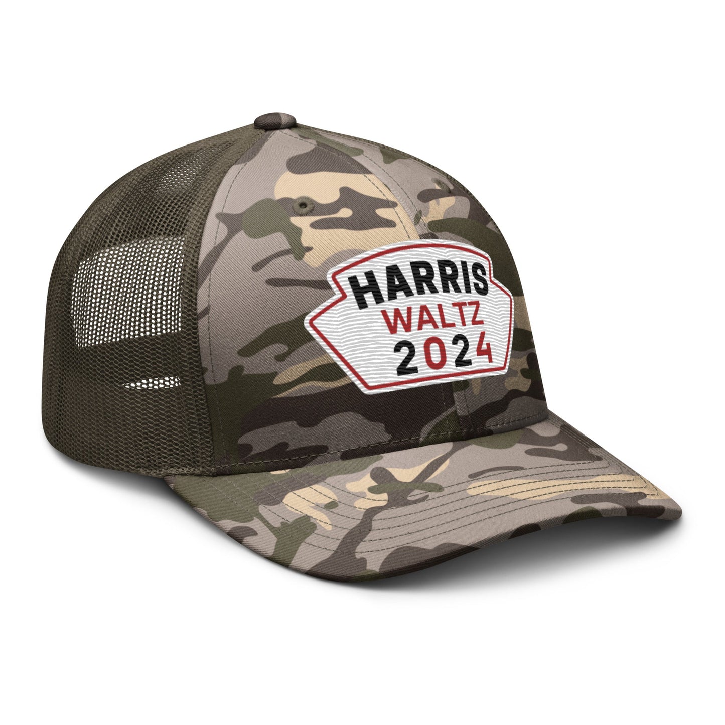 Harris Waltz Camouflage Baseball Cap - White, Black & Red Patch