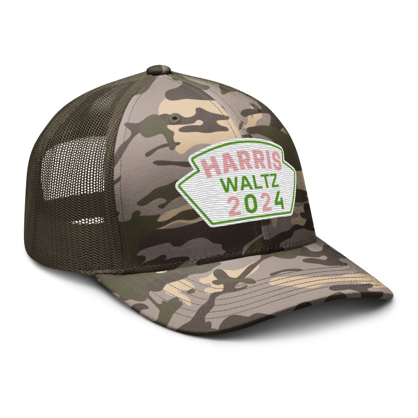 Harris Waltz Camouflage Baseball Cap - White, Pink & Green Patch