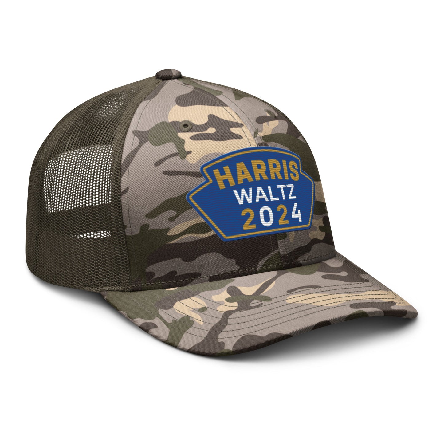 Harris Waltz Camouflage Baseball Cap - Royal Blue, Gold & White Patch