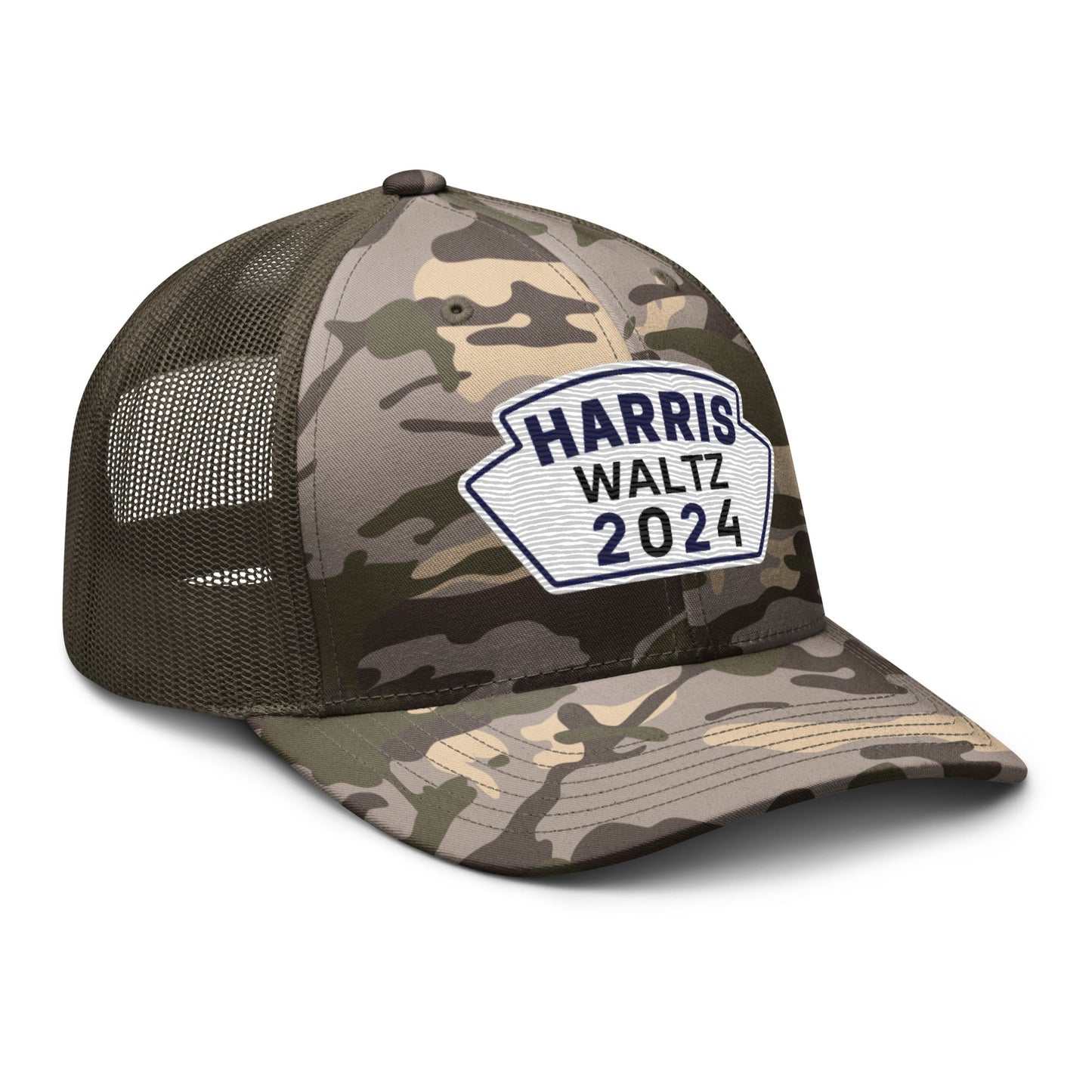 Harris Waltz Camouflage Baseball Cap - Royal Blue, White & Black Patch