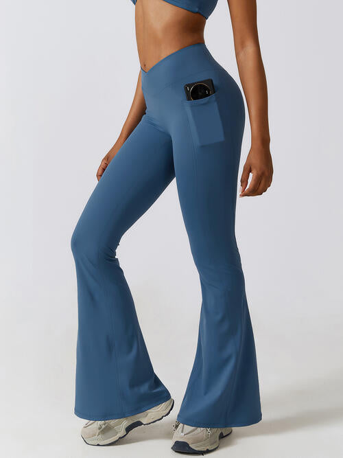 Flare Leg Active Pants with Pockets