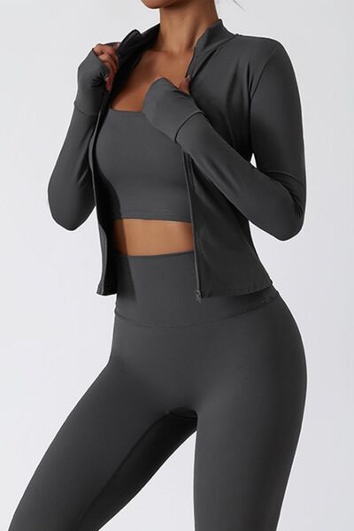 Zip Up Mock Neck Active Outerwear