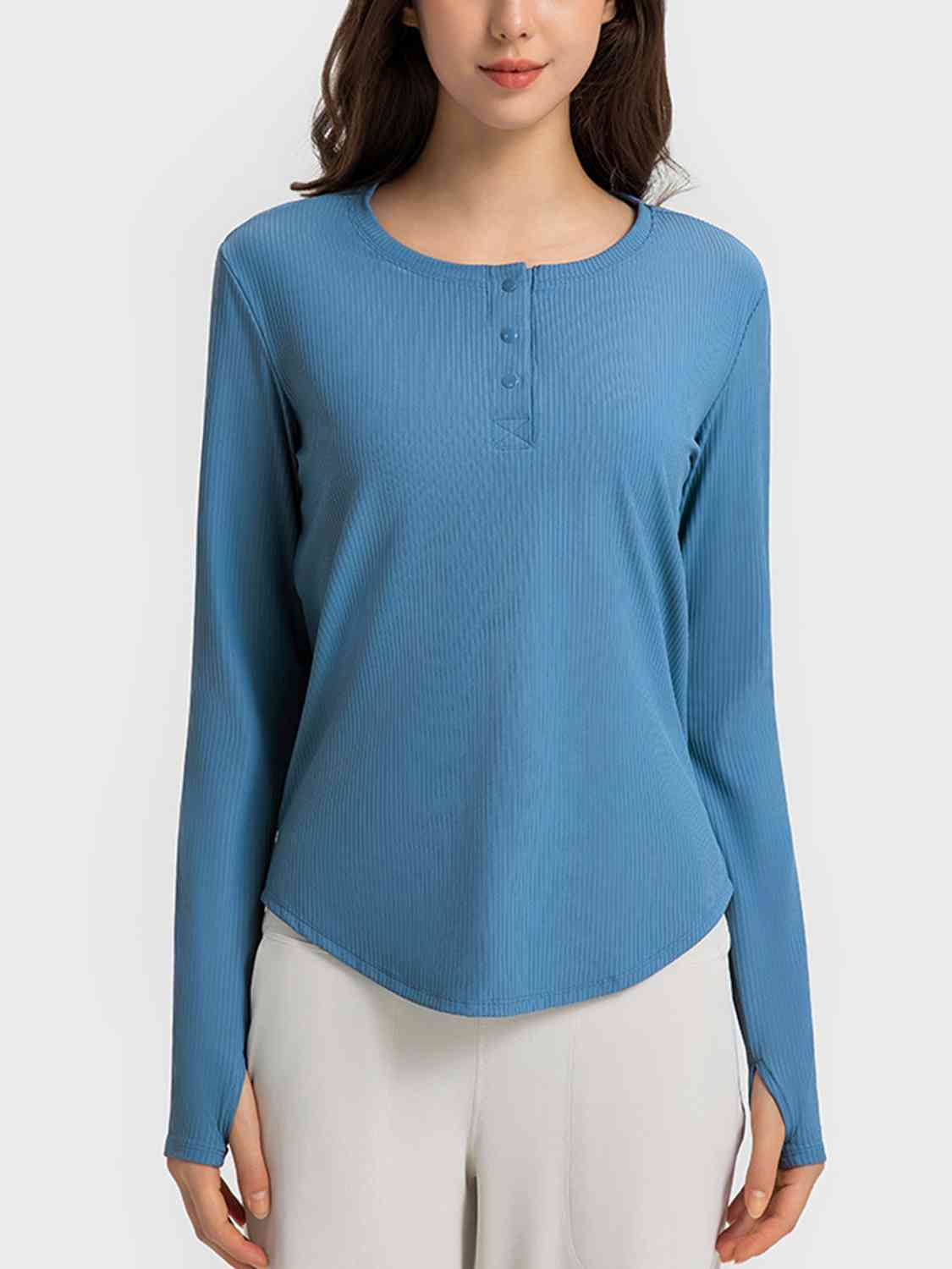 Round Neck Long Sleeve Sport Top