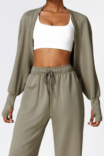 Open Front Long Sleeve Cropped Active Outerwear